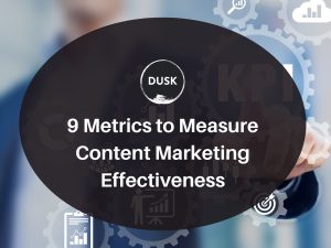 6 Front image of a blog titled "9 metrics to measure content marketing effectiveness "with ppc infographic photo illustration as the background and the title displayed in corporate typography
