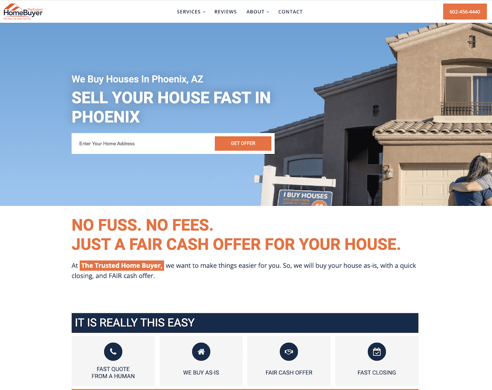 screenshot of the Trusted HomeBuyer homepage