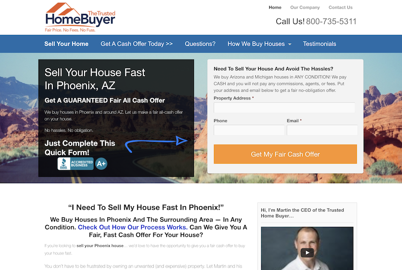 screenshot of The Trusted Home Buyer homepage