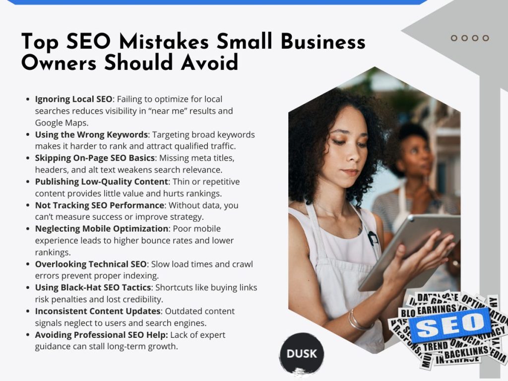 top SEO mistakes small business owners should avoid