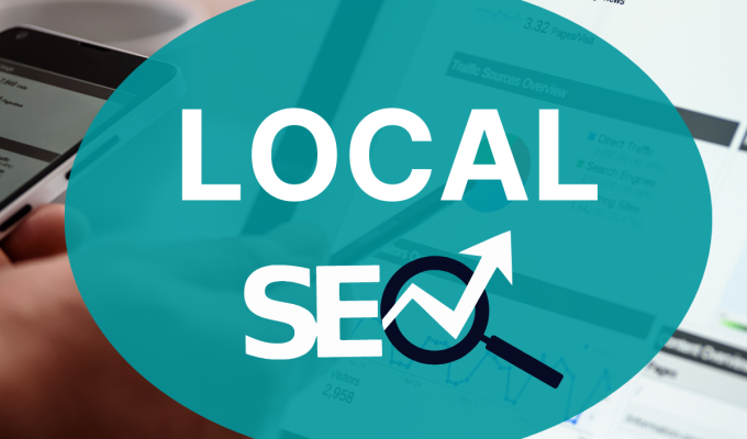 front image of a blog titled "How to utilize Local SEO to dominate your roofing market" with close-up of laptop display as the background and the title displayed in corporate typography