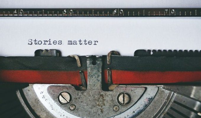 pexels-suzy-hazelwood-1995842 close-up of a type writer with the words stories matter - write for us